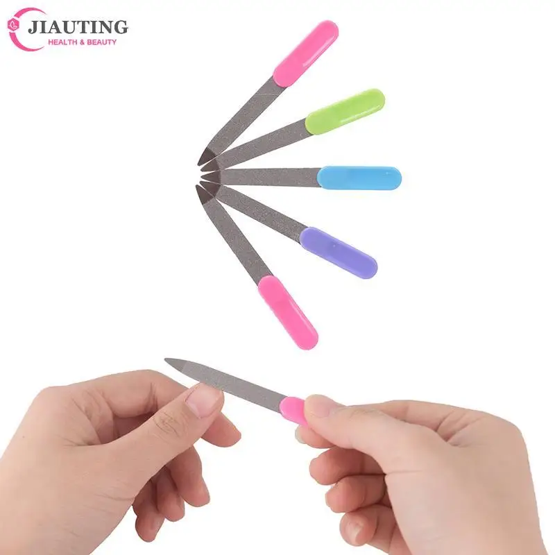 

Пилки для ногтей, 1/5 шт./лот, пластиковая ручка, металлические двухсторонние пилки для ногтей, профессиональная пилка для ногтей, инструмент для маникюра и педикюра «сделай сам»