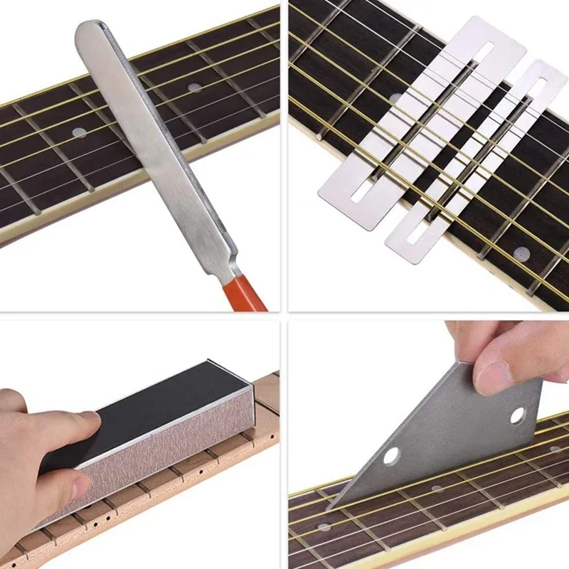 11 Pcs Set Guitar Fret Crowning File Leveling Beam Sanding Grinding String Spreaders Guitar Fingerboard Luthier Tools