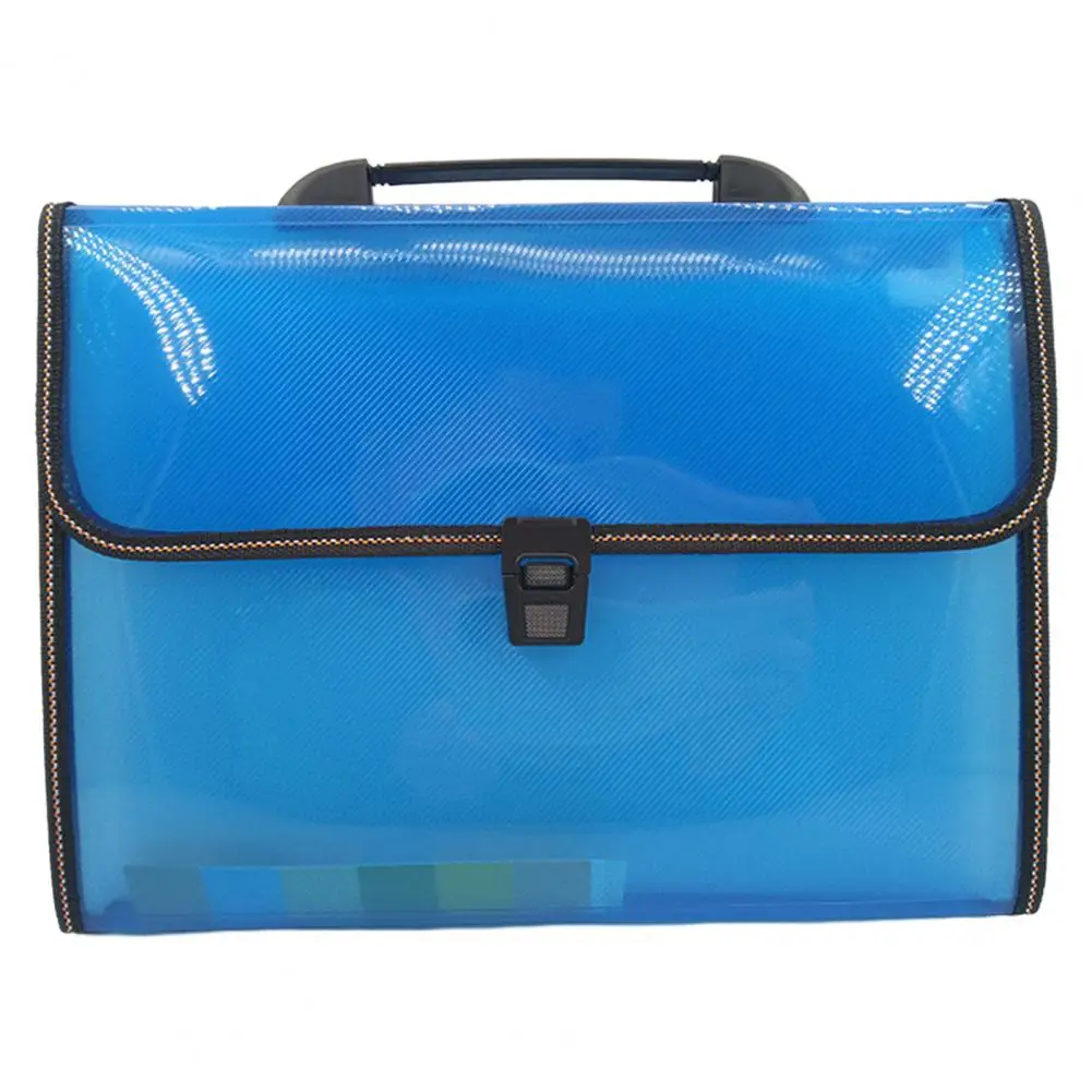 A4 File Folder Multi-layers 13 Pockets Buckle Handle Paper Document File Organizer Bag School