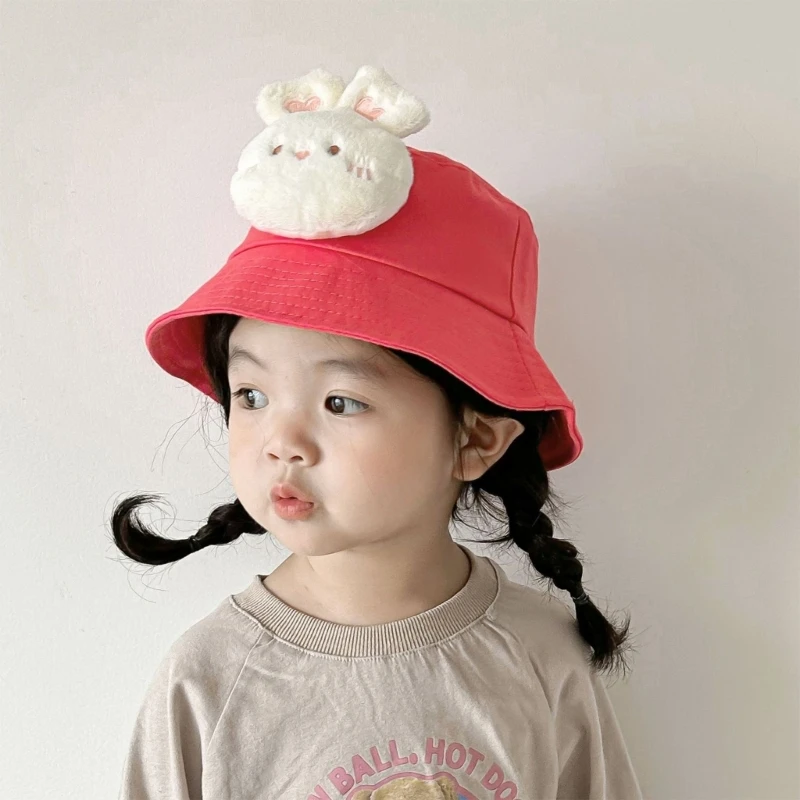 

2023 NEW Fisherman Hat Baby Big Brim Cap Cartoon Rabbit Basin Hat Outdoor Travel Sunhat for Infant Toddler Aged 3-5Years