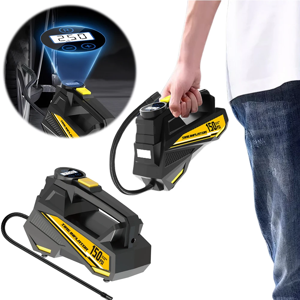 Inflador de Neumáticos Portátil de 150 PSI con Luz LED, Bomba Eléctrica Automática con Pantalla Digital para Neumáticos de Automóvil - Imagen 2