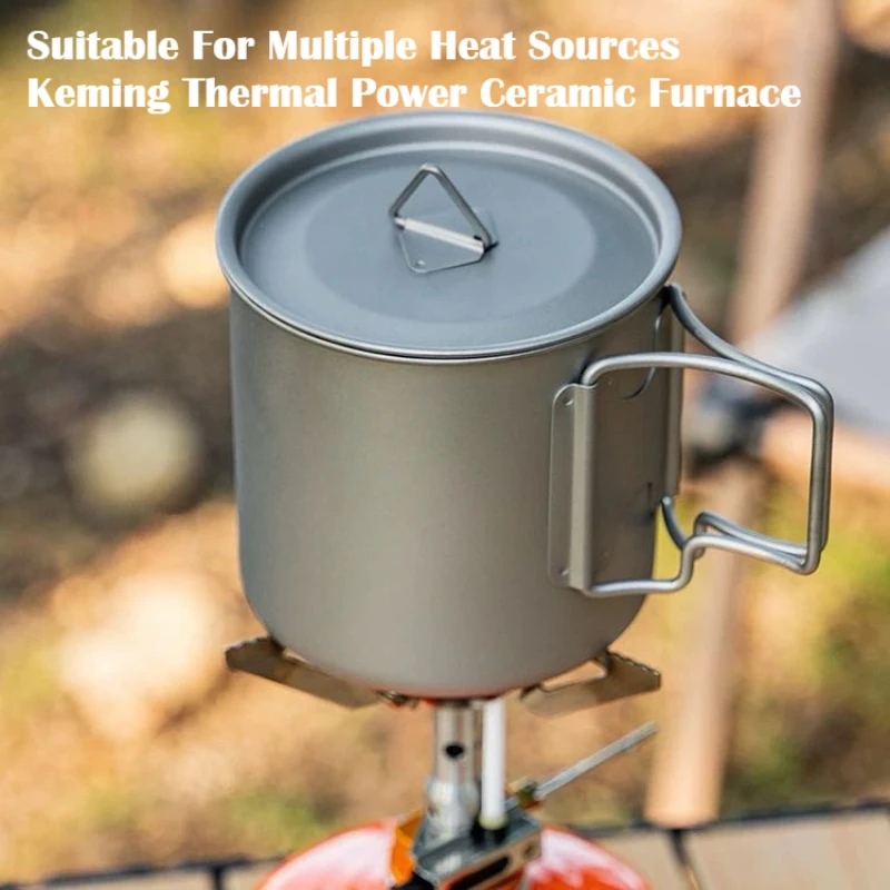 Camping Ultralight Titanium Cup Portable Water Cup with Lid Foldable Handle Titanium Cup Outdoor Cooking Picnic Cutlery 5