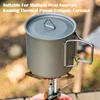 Camping Ultralight Titanium Cup Portable Water Cup with Lid Foldable Handle Titanium Cup Outdoor Cooking Picnic Cutlery 5