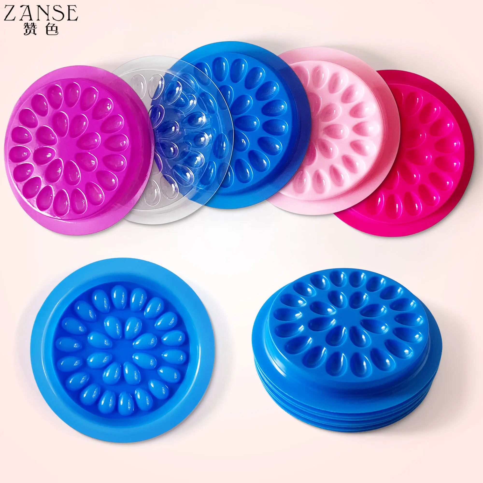 100pcs Disposable Plastic Flower Eyelash Holder Sticker Glue Adhesive Pallet For Eyelash Extension Makeup Tools