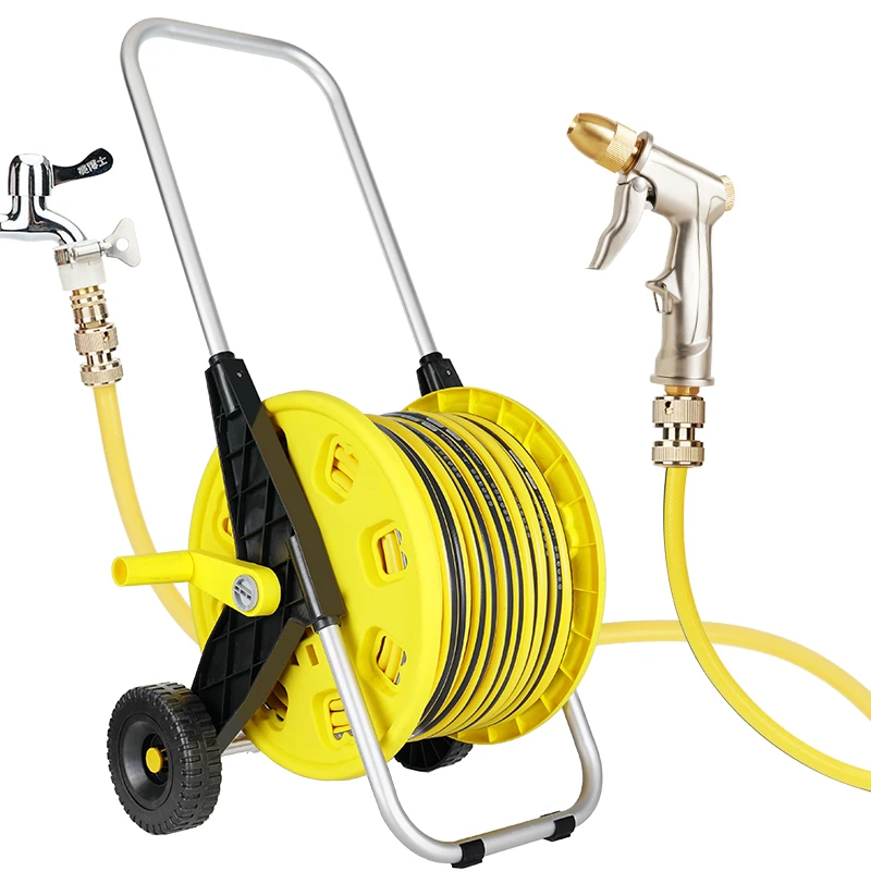 

Household high pressure car wash water gun sprinkler water hose storage rack reel rinse powerful artifact watering set
