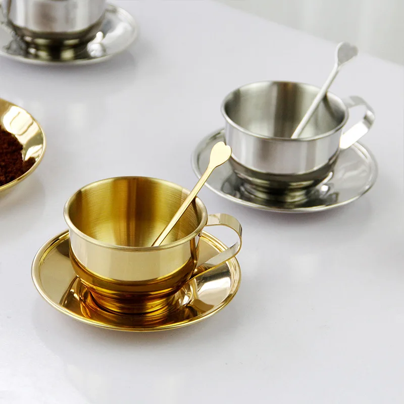 

Light luxury simple golden European retro coffee cup and saucer set small exquisite British afternoon tea coffee cup