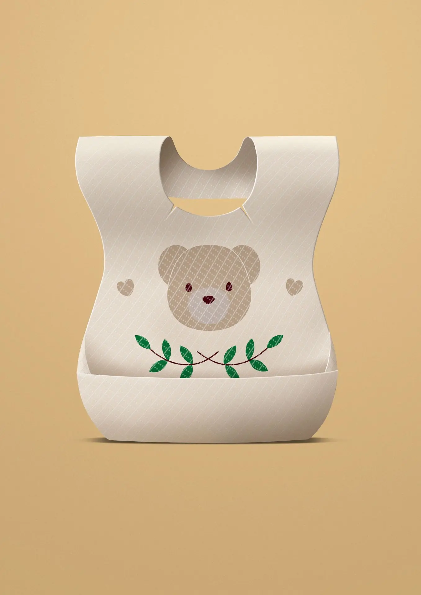 Pack of 50 Disposable Cartoon Bear Baby Bibs – Non-woven, Highly Absorbent Drool Towels
