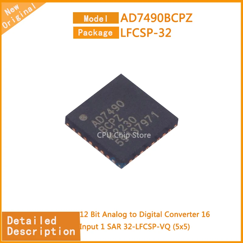 

Аналоговый-цифровой преобразователь AD7490BCPZ AD7960BCPZ AD7490, 12 бит, 16 входов, 1 САР, 32-LFCSP-VQ (5x5), 5 шт./партия
