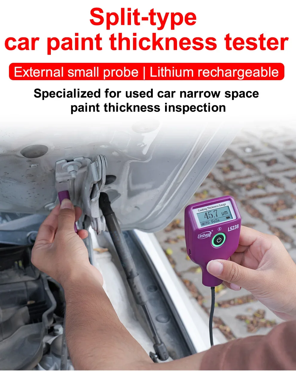 LS238 Digital Paint Thickness Gauge 0.0-3500μm Fe/Al Car Paint Coating Thickness