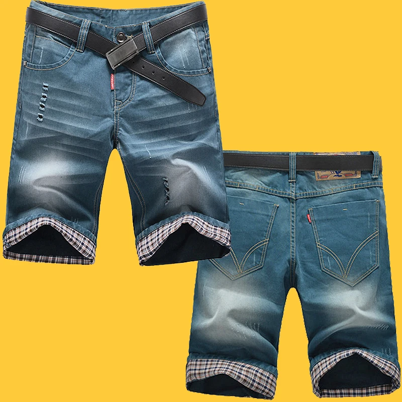 Big size Denim shorts Summer Shorts Men Ripped Jeans washed slim baggy straight Pants Casual Shorts Plus Size