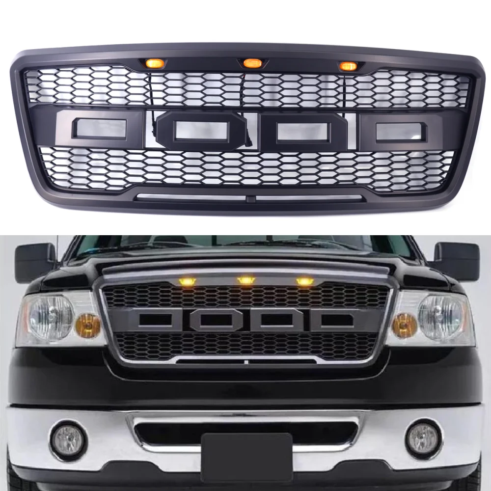 

Modified For F150 Raptor Grills For Ford F-150 2004 2005 2006 2007 2008 Front Hood Racing Grills Front Bumper Grilles Mesh Cover