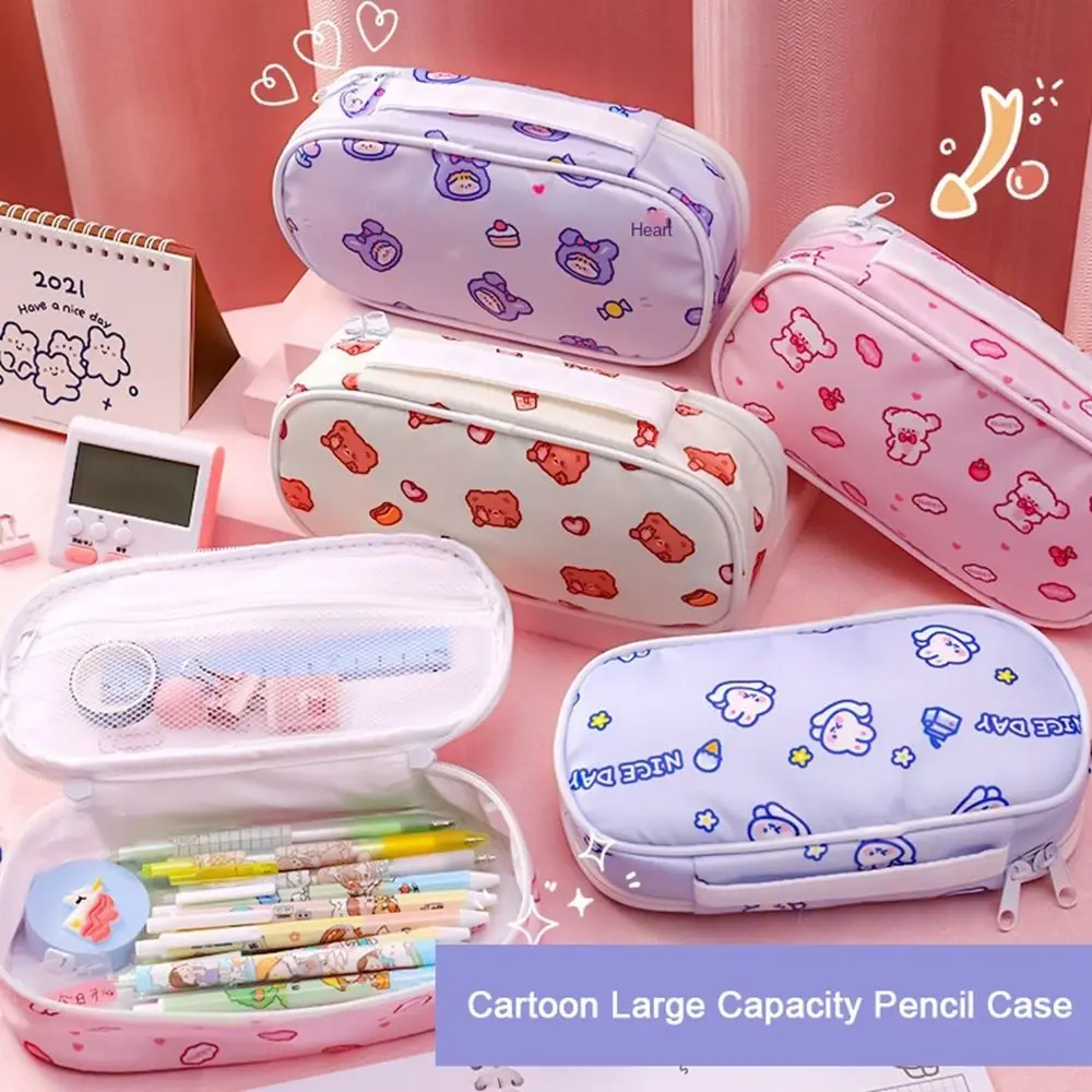 

Пенал из полиэстера, многофункциональный креативный футляр для карандашей большой емкости, мультяшная Портативная сумка для карандашей для девушек