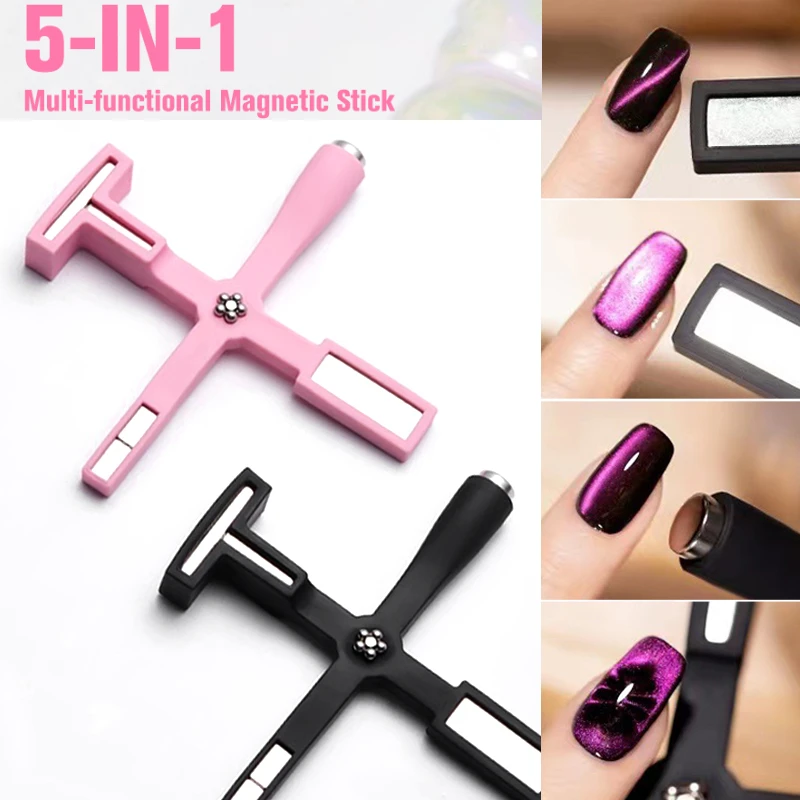 Cat Eye Nail Tool Magnetic Nail Art Tools Magnetic Nail Tools Nail Care Tools 5 In 1 Multifunctional Strong Cat Eye Magnet UV/LED Gel Nail Magnetic Stick For Manicure Art Design Special Tools