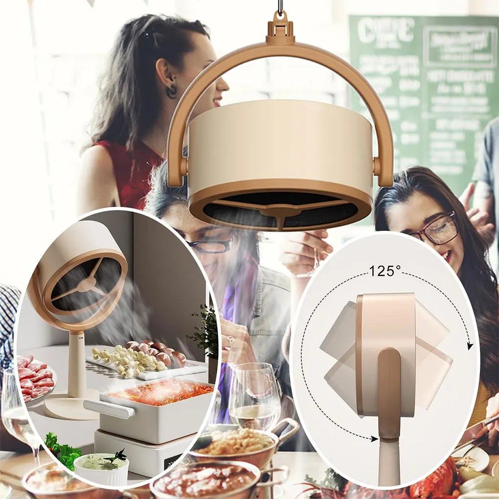 Desktop Range Hood Extractor Exhaust Portable USB Charging Mini Range Hood Adjustable Angle for BBQ Hot Pot Kitchen Appliance