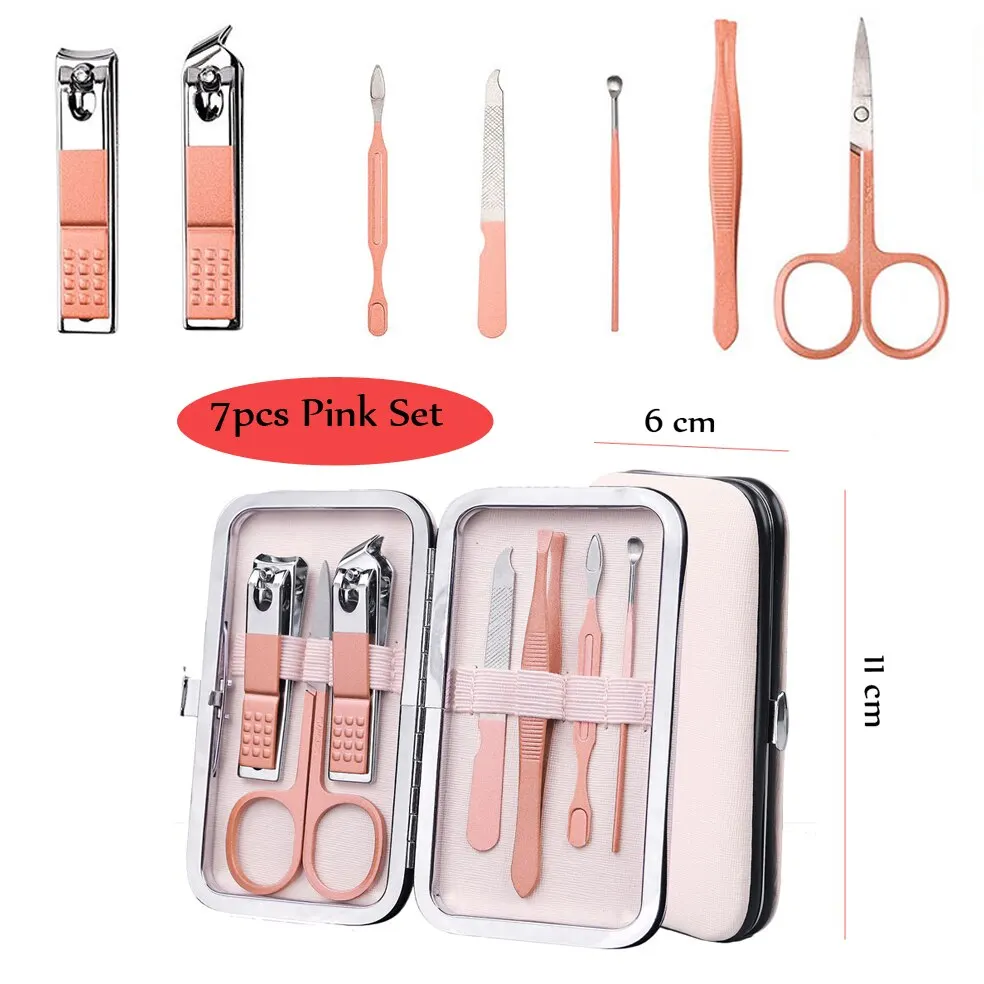 Manicure Cutters Nail Clipper Set Stainless Steel Ear Spoon Pedicure Scissors Tool 7or 18pcs