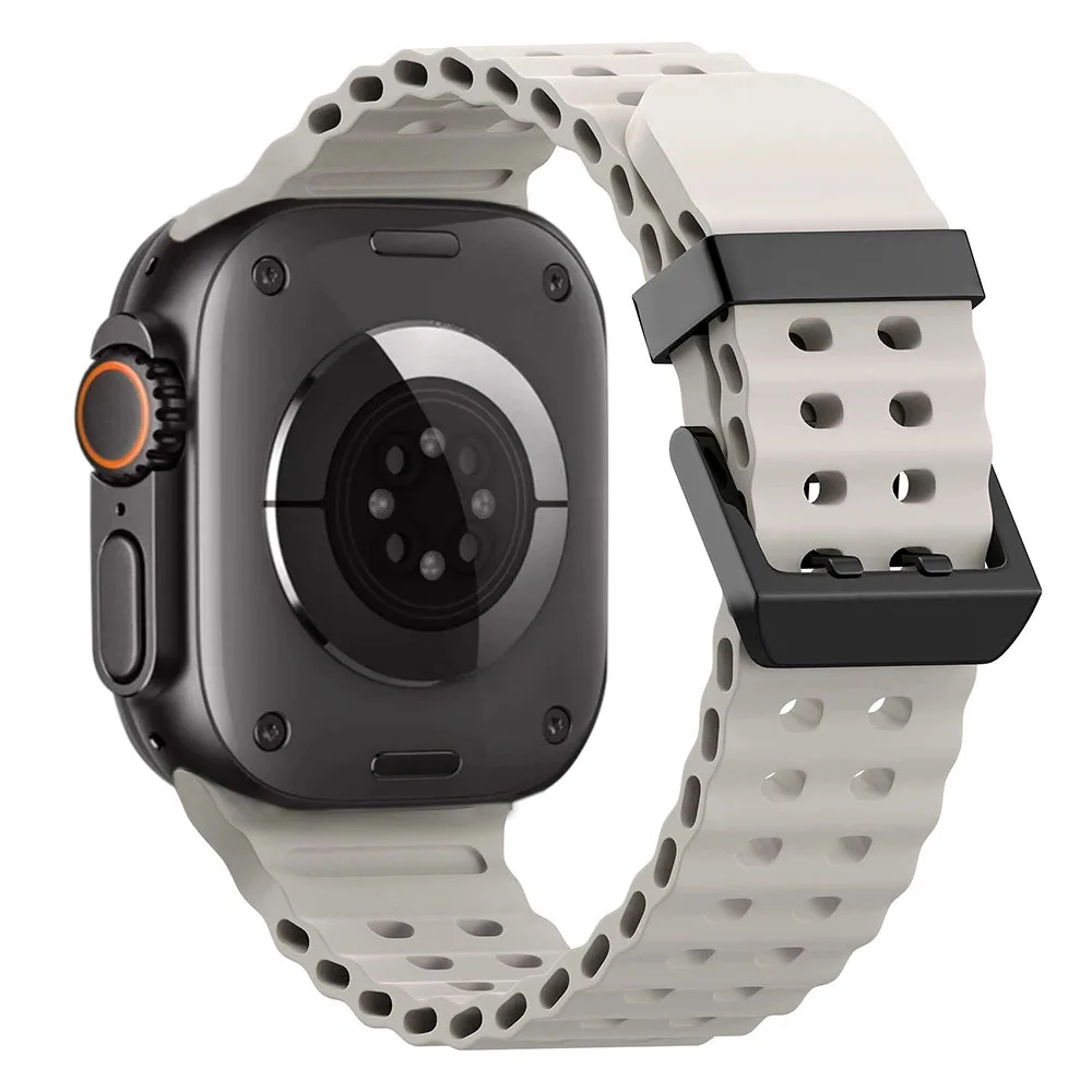 Ocean Silicone & Metal Buckle Adjustable Watch Strap Bracelet