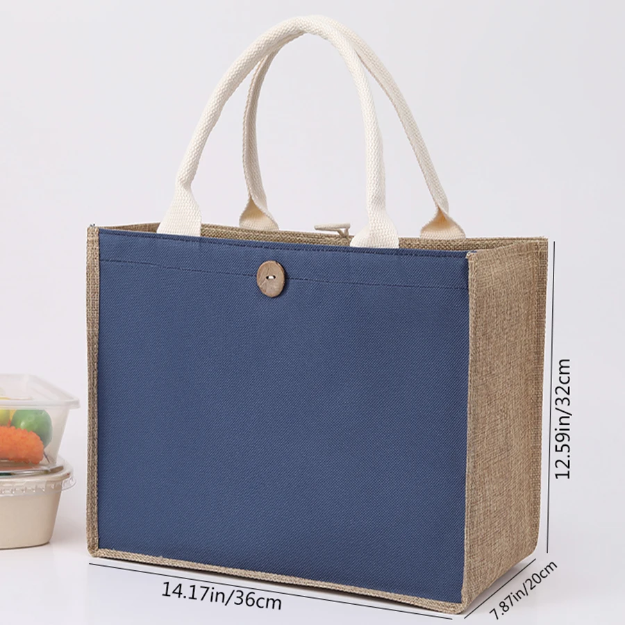 Linen plain color ladies handbag  buckle style fashionable multi-functional gift bag  daily outing shopping storage bag 8