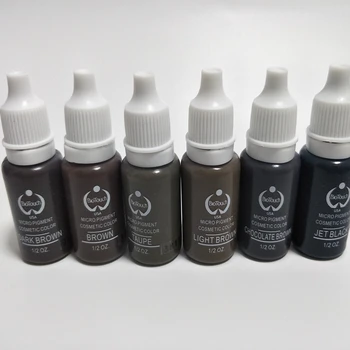 6 colori Inchiostro per tatuaggi Permanente Microblading Inchiostri per pittura Pigmento Semi Trucco Sopracciglia Labbra Tinta Consumabili Forniture per tatuaggi