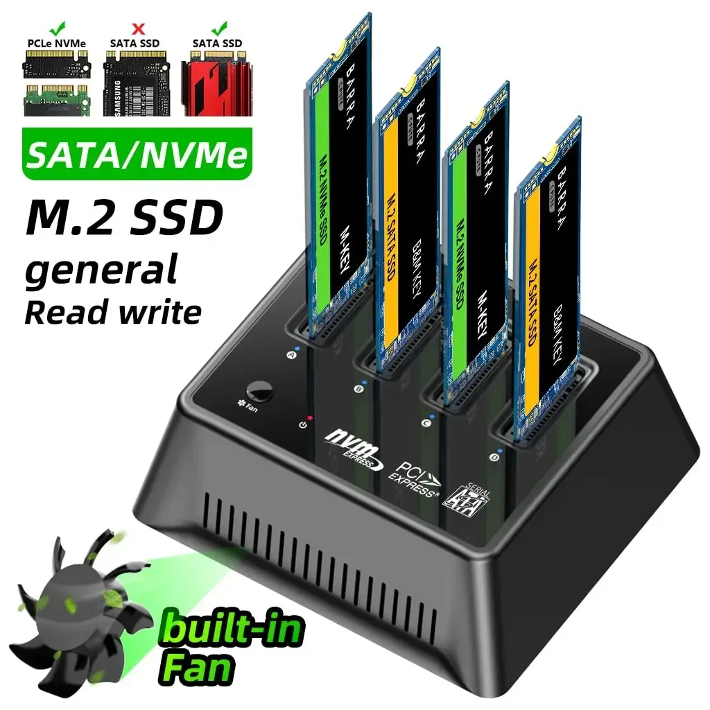 MAIWO 4베이 M.2 NVMe/SATA SSD 케이스 10Gbps M2 SSD 인클로저 어댑터 USB3.2 Gen2 USB C 도킹 스테이션 M 키 및 B+M 키 지원