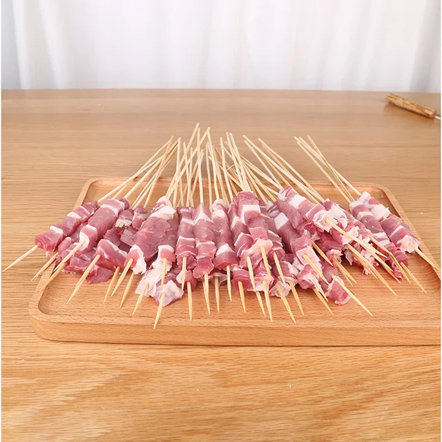 90Db Bambusz Grillező Nyársai Eldobható Fa Bbq Botok Grill Szőnyegek Villa Étel Bot Kültéri Kemping -Ellátás - Image 6