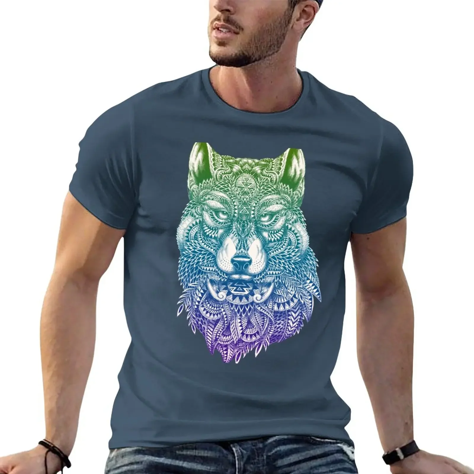 

Abstract Wolf T-Shirt customs design your own sports fans aesthetic clothes men workout shirt