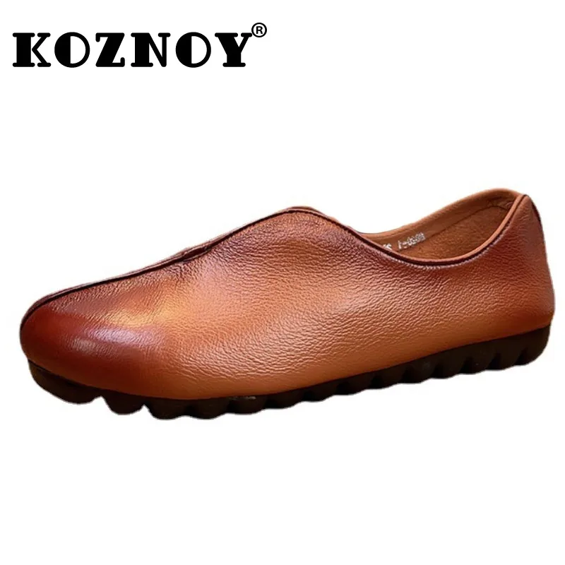 

Koznoy 2cm New Summer Woman Cow Genuine Leather Casual Shallow Comfy Moccasins Soft Loafer Ethnic Elegance Flats Ladies Shoes