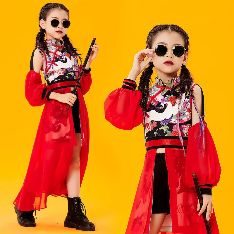 

Children's suit girls' catwalk jazz dance costume performance costume Chinese style girls' performance stage