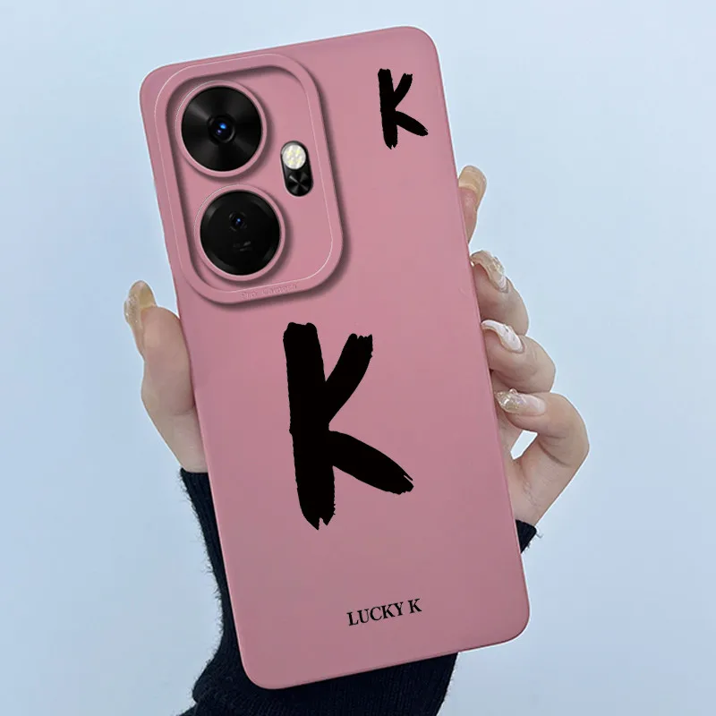 Shockproof Liquid Silicone Soft TPU Case with Lucky Initial Design