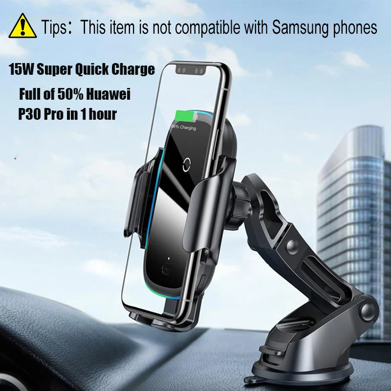Baseus 15W Qi Car Wireless Charger Dual Mode Intelligent Infrared Fast Wireless Charging Car Mount for Air Car Phone Holder