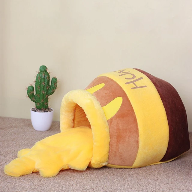 Cat Bed House Removable Plush Mat Cats Puppy Four Seasons Cushion Basket Honey Jar Shape Machine Washable Pet Accessories 2