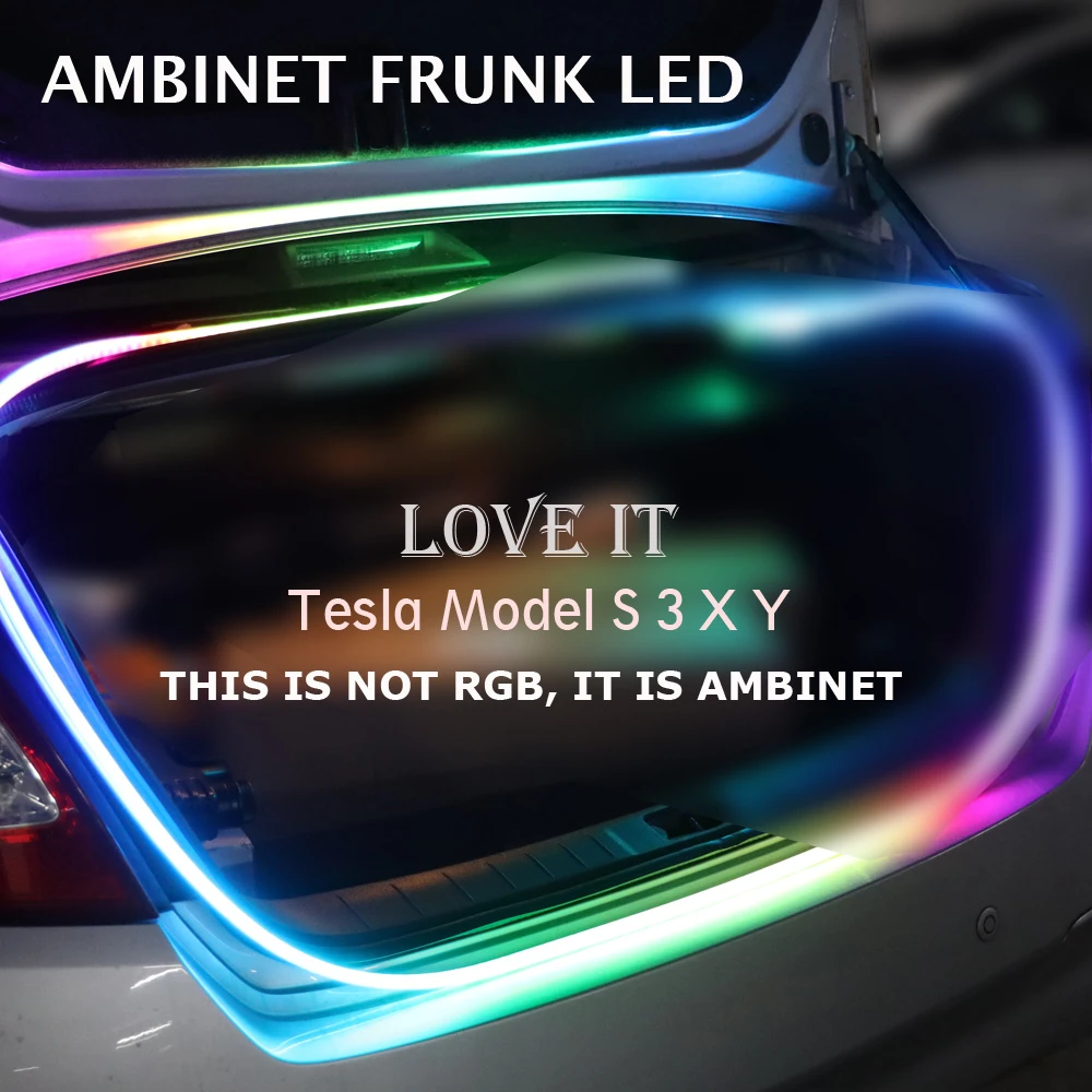 SATONIC Auto Frunk Ambinet LED Trunk Strip Modified Lighting Multi-ful Color Flashing Lamp for Tesla Model 3 Y S X Waterproof car light bulbs