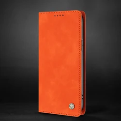 Luxury RFID Blocking Leather Wallet Phone Case with Card Holder and Protective Cover for Tecno Camon 50 Pro 4G (Orange)