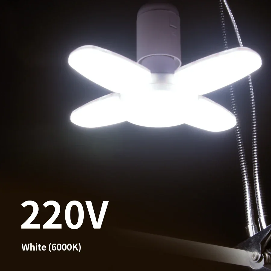 Żarówka LED w kształcie wachlarza E27 AC85-265V 28W Składana Lampa Mini 4-łopatkowa Lampa Wisząca do Domu Salonu Magazynu Garażu Lampka Sufitowa