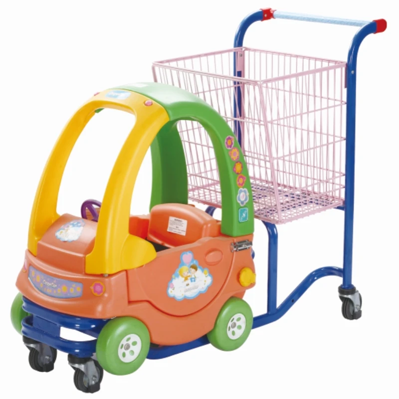 

New Developed Plastic Two Seats Kids Shopping Trolley For Supermarket