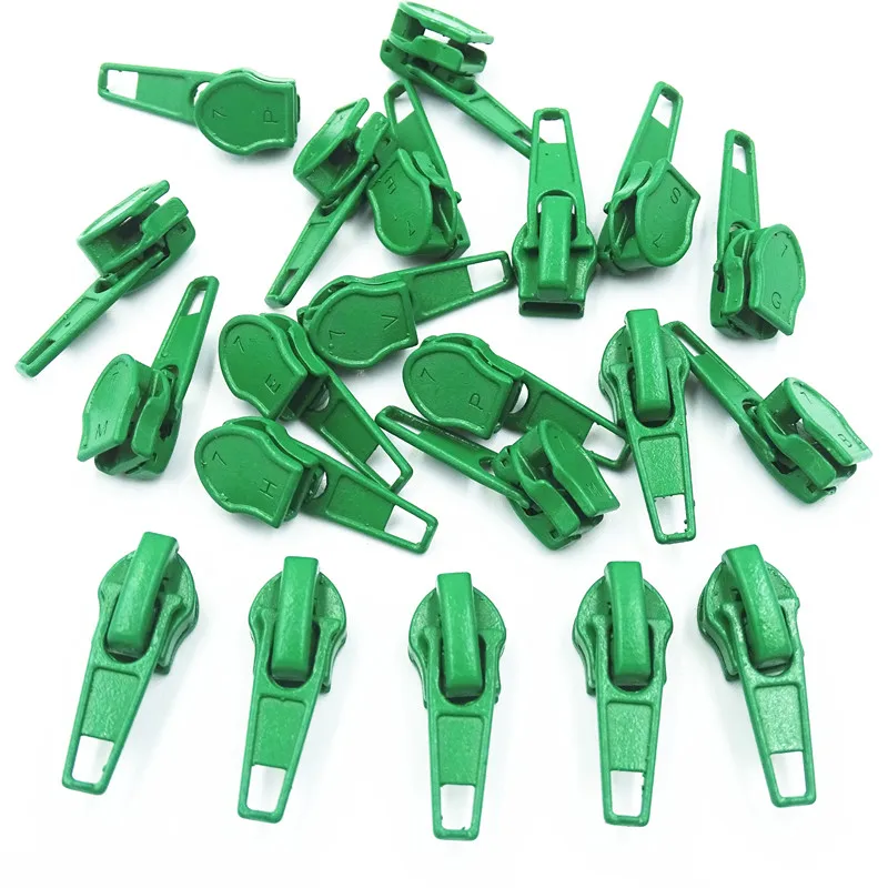 100Pcs 5# 20 Colors Nylon Coil Auto Lock Zipper Puller DIY Sewing Tool