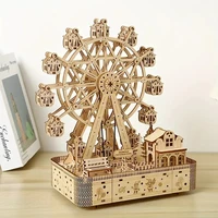 New Arrival Music Ferris Wheel 3D Three-dimensional Puzzle, Wooden Building Model Ornament Assembly,Adult Creative Assembly Educ 1