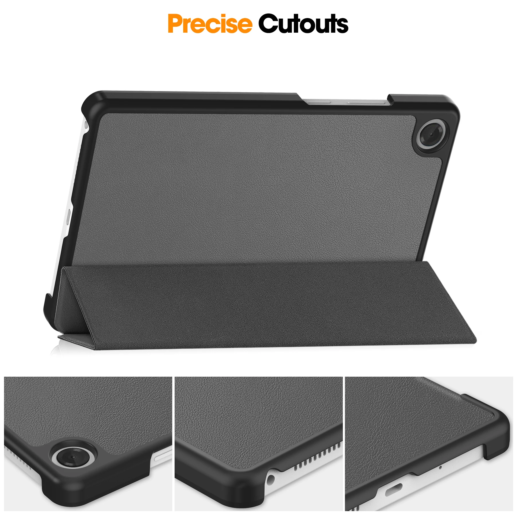 Premium PU Leather Triple Fold Magnetic Cover with Auto Wake Function