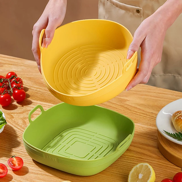 Air Fryer Tray Silicone Mold For Air Fryer Liner Basket Reusable Oven  Baking Tray Non-stick Pizza Grill Pan Kitchen Accessories - AliExpress