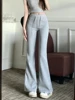 ey High Waist Flared Sports Pants Women's Korean Sle Autumn Faion Casual Trousers Wide Leg Pants Sweet Sle