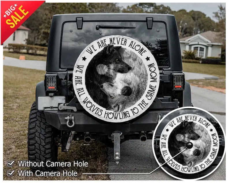 

Wolf Spare Tire Cover, Twin Wolf Tire Cover For Car, Gift For Mom, Personalized Gifts, Car Accessories, Spare Tire Cover
