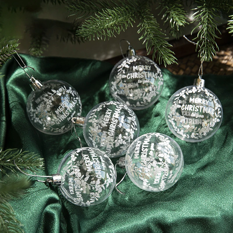 thumbnail image 1 of 6 piezas de bolas de nieve blancas para adornos navideños, adornos para árboles de Navidad, bolas transparentes, adornos navideños colgantes para el hogar y la Navidad, 1 of 5