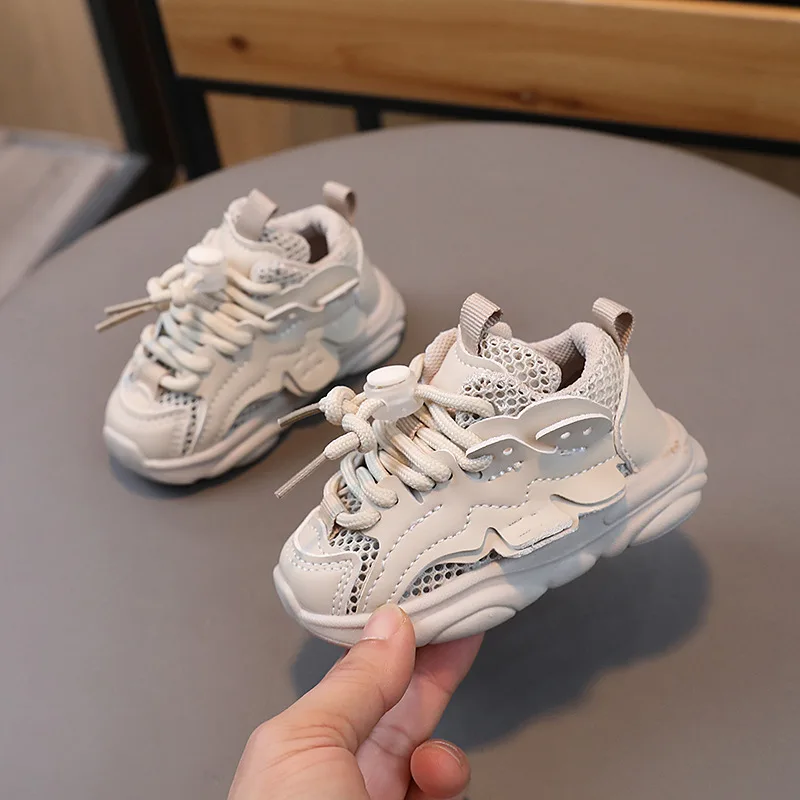 Summer Baby Shoes Fashion Design 1-3 Years Toddler Sneakers Little Kids Casual Sport Shoes Baby Boy Girl Shoes Beige, Pink 2