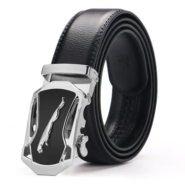 Genuine Leather Men's Simple Belt Fashion Designer Business New Belt Jaguar Pattern Decorative Alloy Automatic Buckle brown designer belt Belts