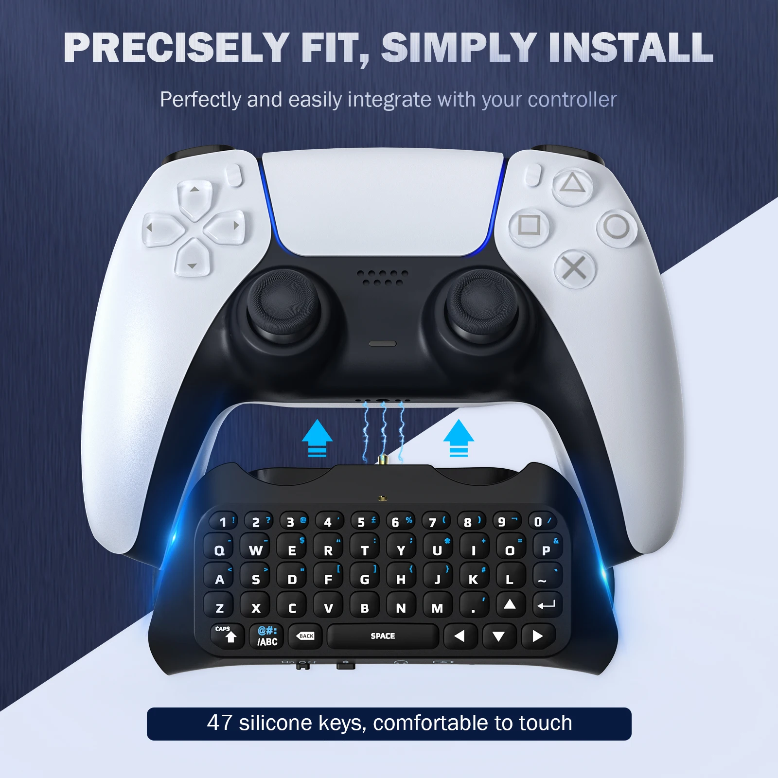 Wireless Controller Keyboard for PS5, Rechargeable Bluetooth Keyboard  Gamepad Online Gaming 47 Key Message Chatpad Keypad with Controller Holder  Clip