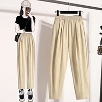 Plus Size Harem Pants Women Summer 2025 New High Elastic Waist Wide Leg Loose Linen Pants Female Thin Casual Trousers Women - Image 4