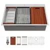 Stainless Steel 33x22 Drop In Kitchen Sink Workstation 16 Gauge Single Bowl Fast Drain Deep Over Counter Includes Cutting Board 2