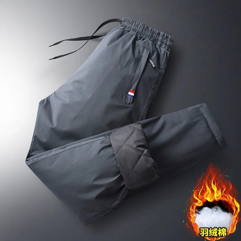 

Men's Casual Cotton-padded Trousers Men Solid Thick Warm Pants Water Proof Comfortable Black Cargo Pant Joggers Plus Size 5XL