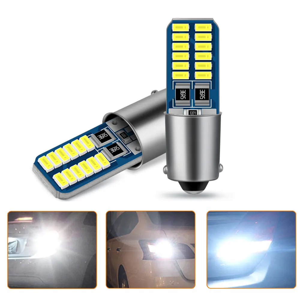 

2pcs Canbus BA9S LED H6W T4W Car light bulb T2W T3W H5W 12V White Car Reverse Lights Parking License Plate Light Auto Lamp