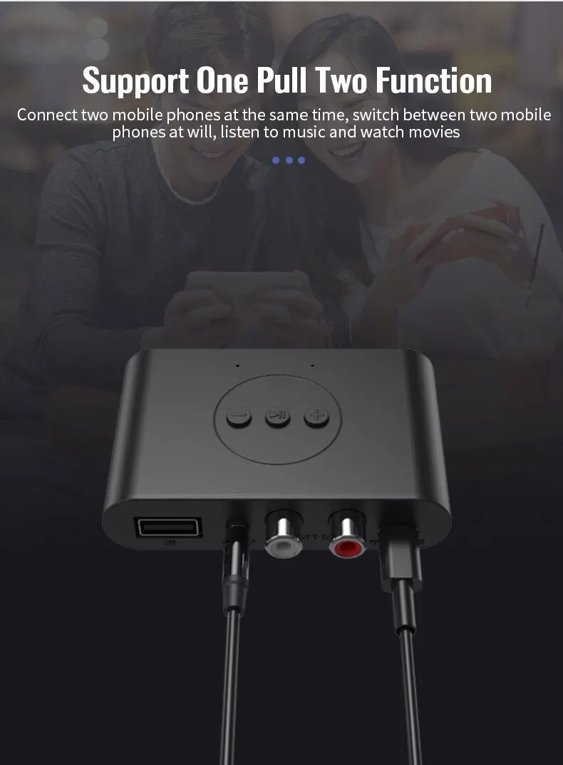 Bluetooth Audio Receiver Bluetooth 5.0 Audio Receiver NFC U Disk 3.5mm AUX RCA USB Stereo Music Wireless Adapter With Mic For Car Kit Speaker Amplifier