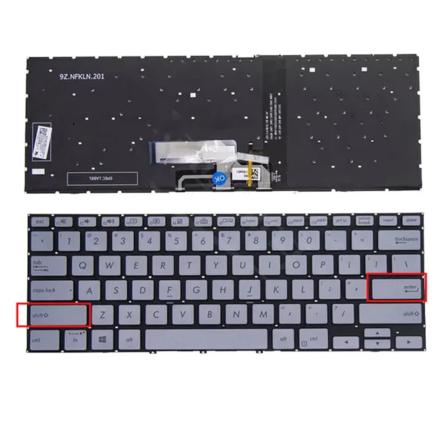 US Silver Backlit Laptop Keyboard for ASUS zenbook flip 14 UX462